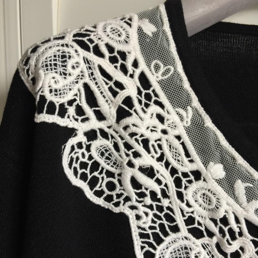 Forever21 100% cotton crochet black sweater - Picture 3 of 8